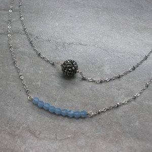 Light Blue Layered Bar Crystal Necklace